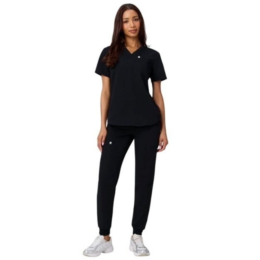 Fabletics Vital 1-Pocket Scrub Top Black Medium V-Neck Short Sleeve Active Scrub - Picture 5 of 5